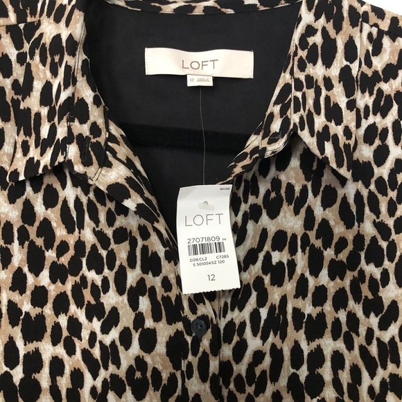 NWT Loft Animal Print Button Up Lined Dress - Picture 5 of 7